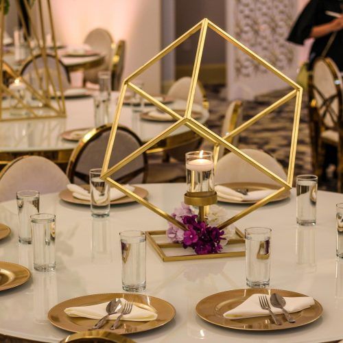 Modern gold geometric centerpiece